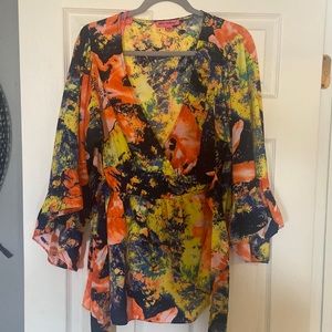 Betsey Johnson multi color v-neck blouse